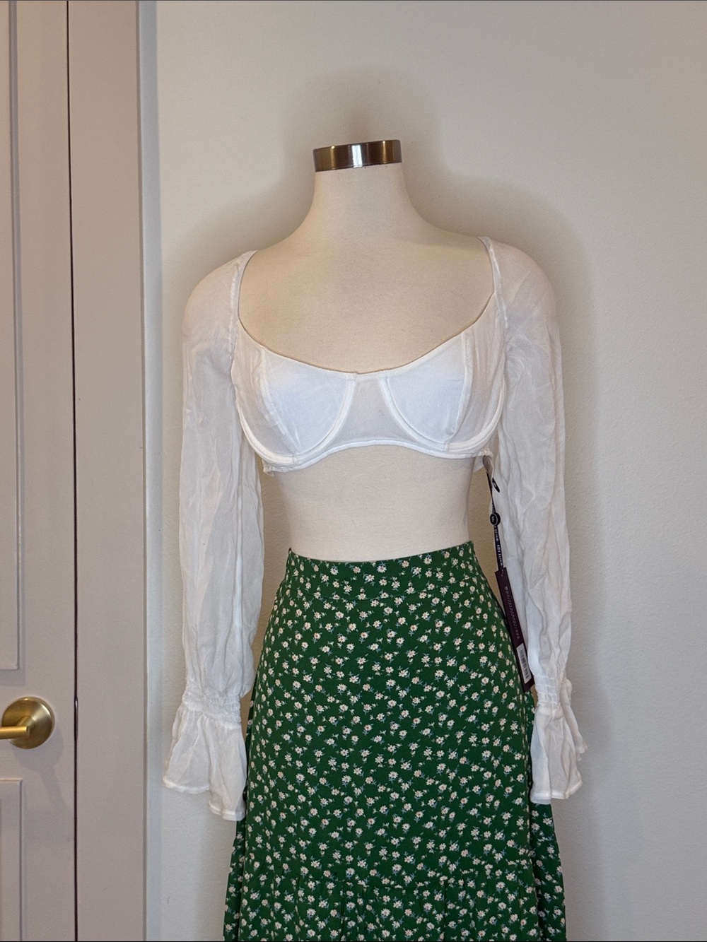 White Fox Boutique White Sheer Long Sleeve Bustier Top
